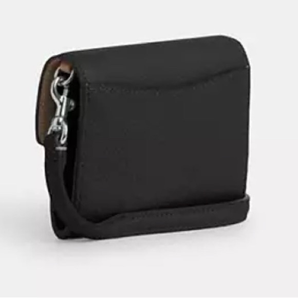 COACH Mini Envelope Wallet with Strap Black/Silver NWT - Picture 2 of 5